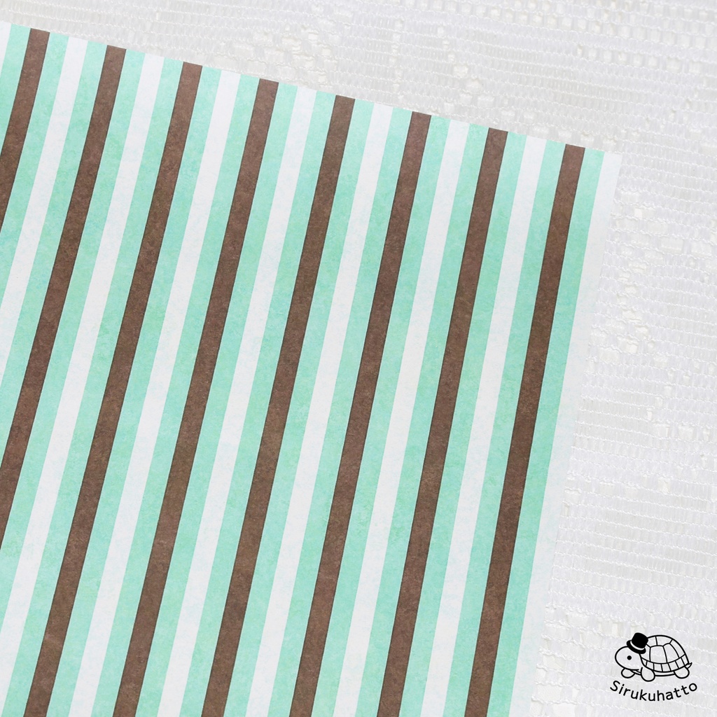 ミントチョコレートカラーのデザインペーパー|ストライプ柄