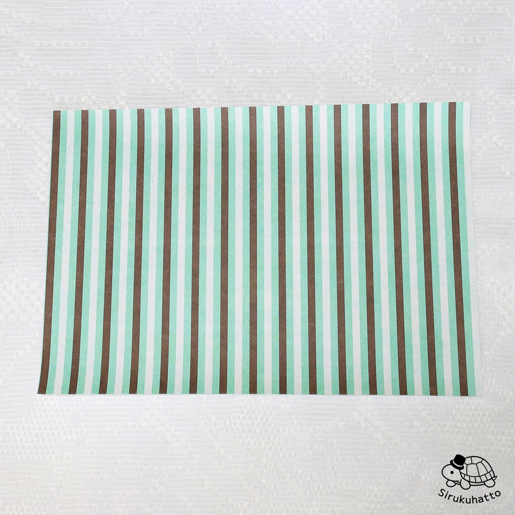 ミントチョコレートカラーのデザインペーパー|ストライプ柄