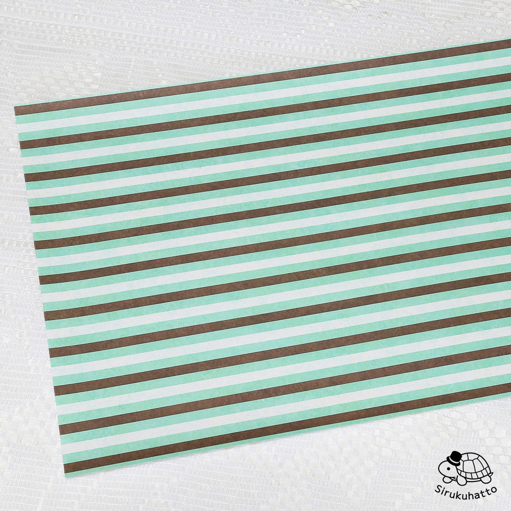ミントチョコレートカラーのデザインペーパー｜ボーダー柄