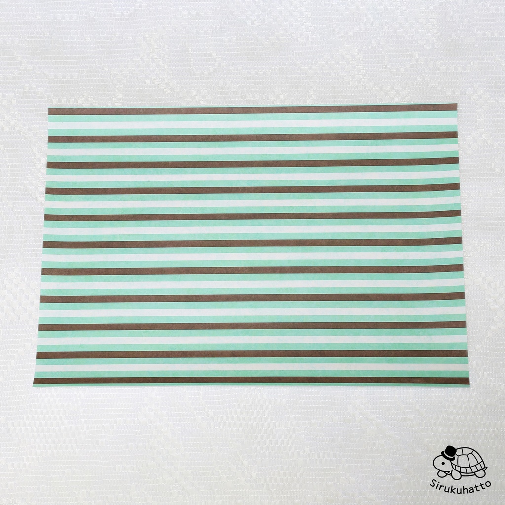 ミントチョコレートカラーのデザインペーパー|ボーダー柄