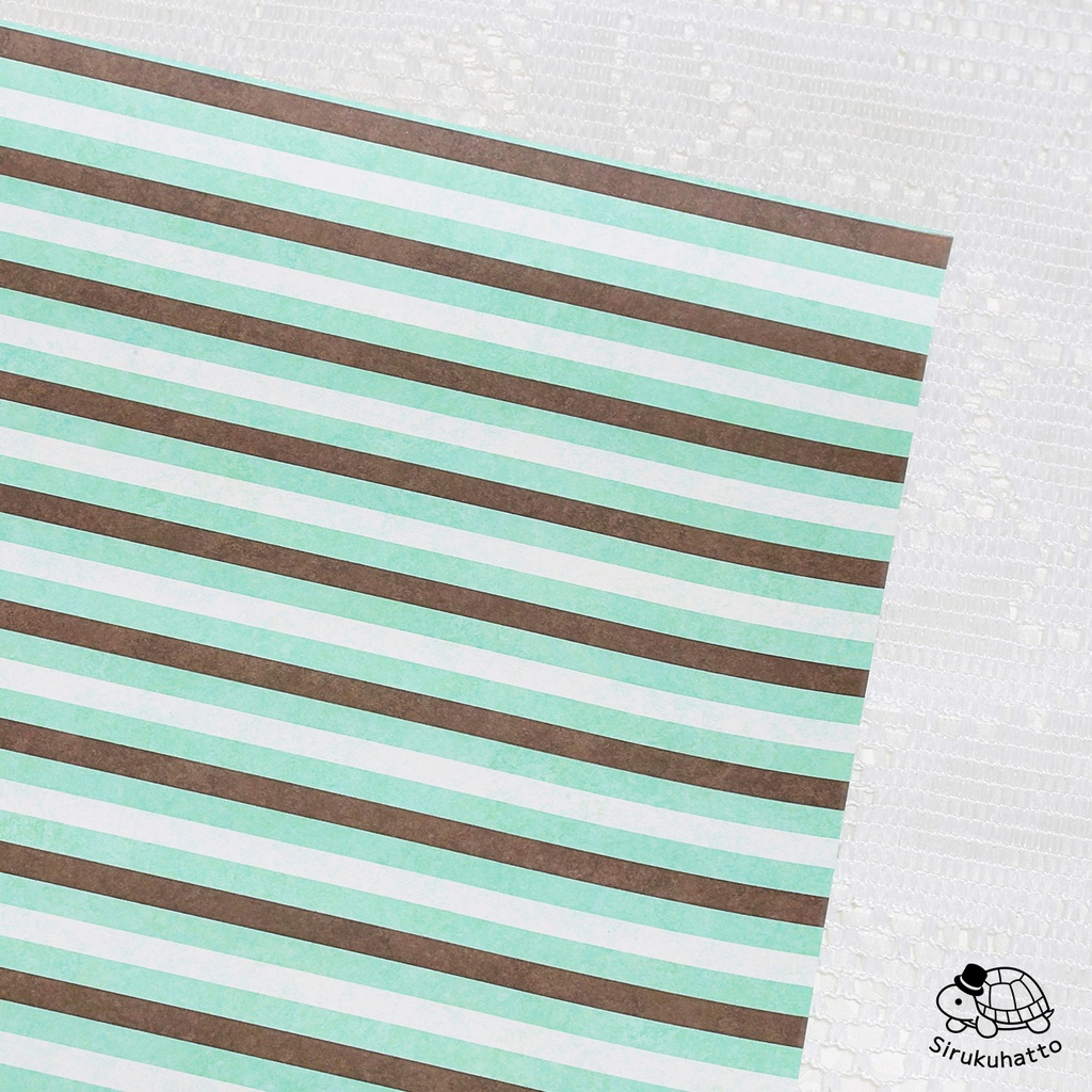 ミントチョコレートカラーのデザインペーパー|ボーダー柄