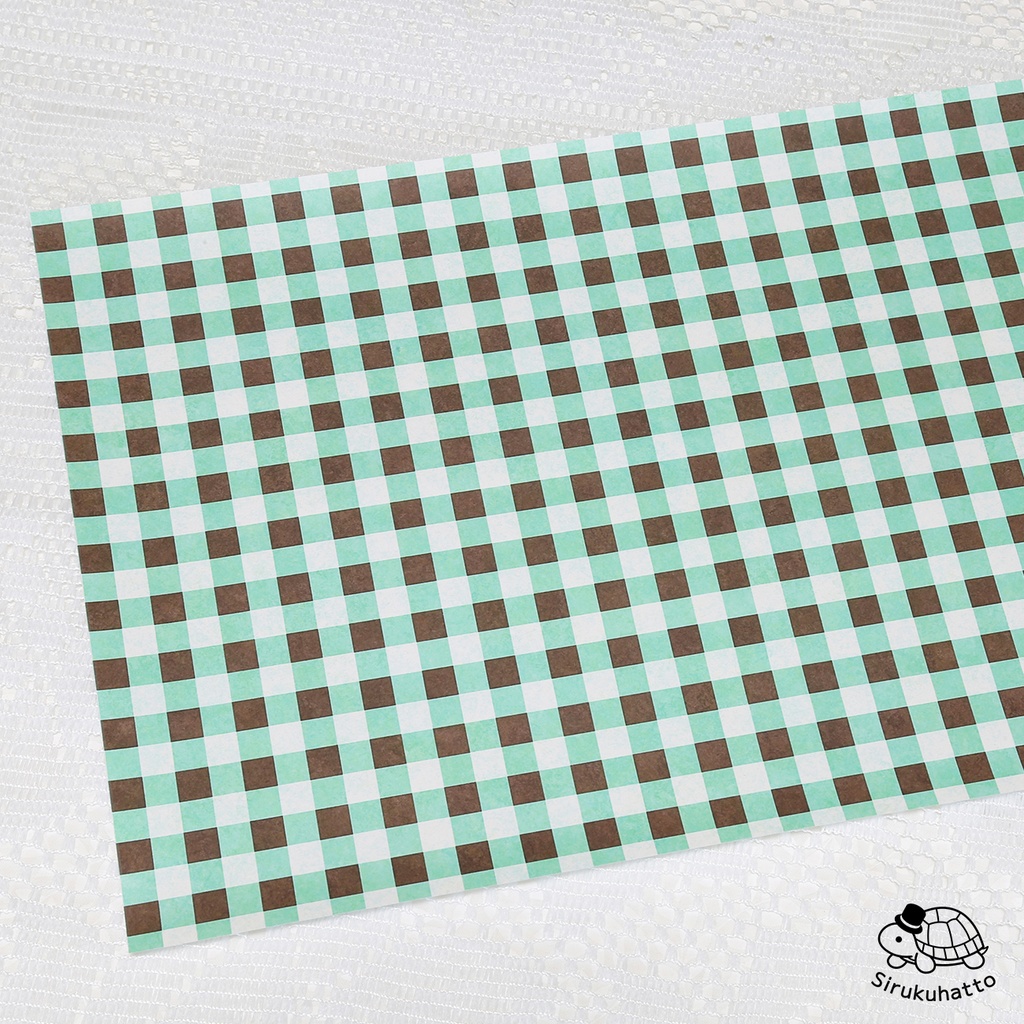 ミントチョコレートカラーのデザインペーパー｜タイル柄
