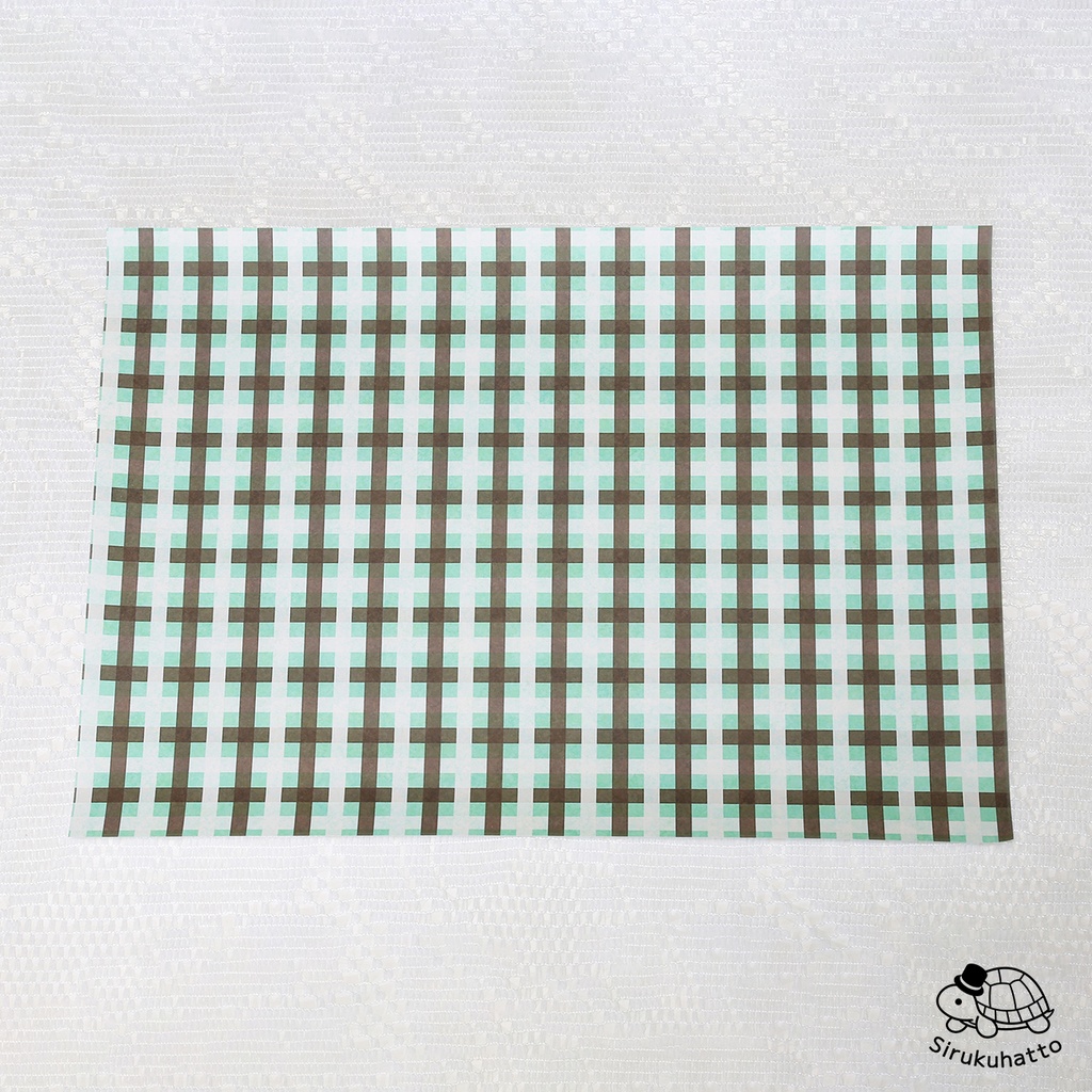ミントチョコレートカラーのデザインペーパー|チェック柄