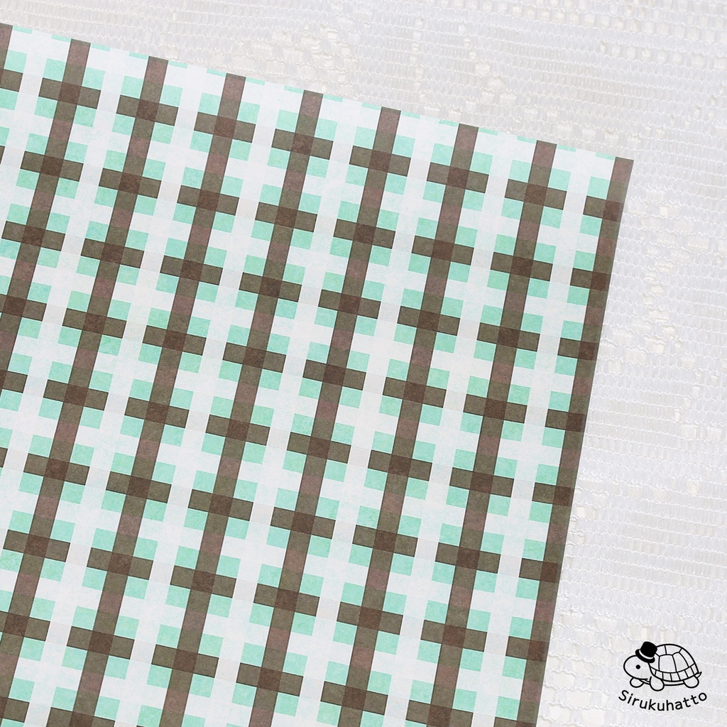 ミントチョコレートカラーのデザインペーパー|チェック柄
