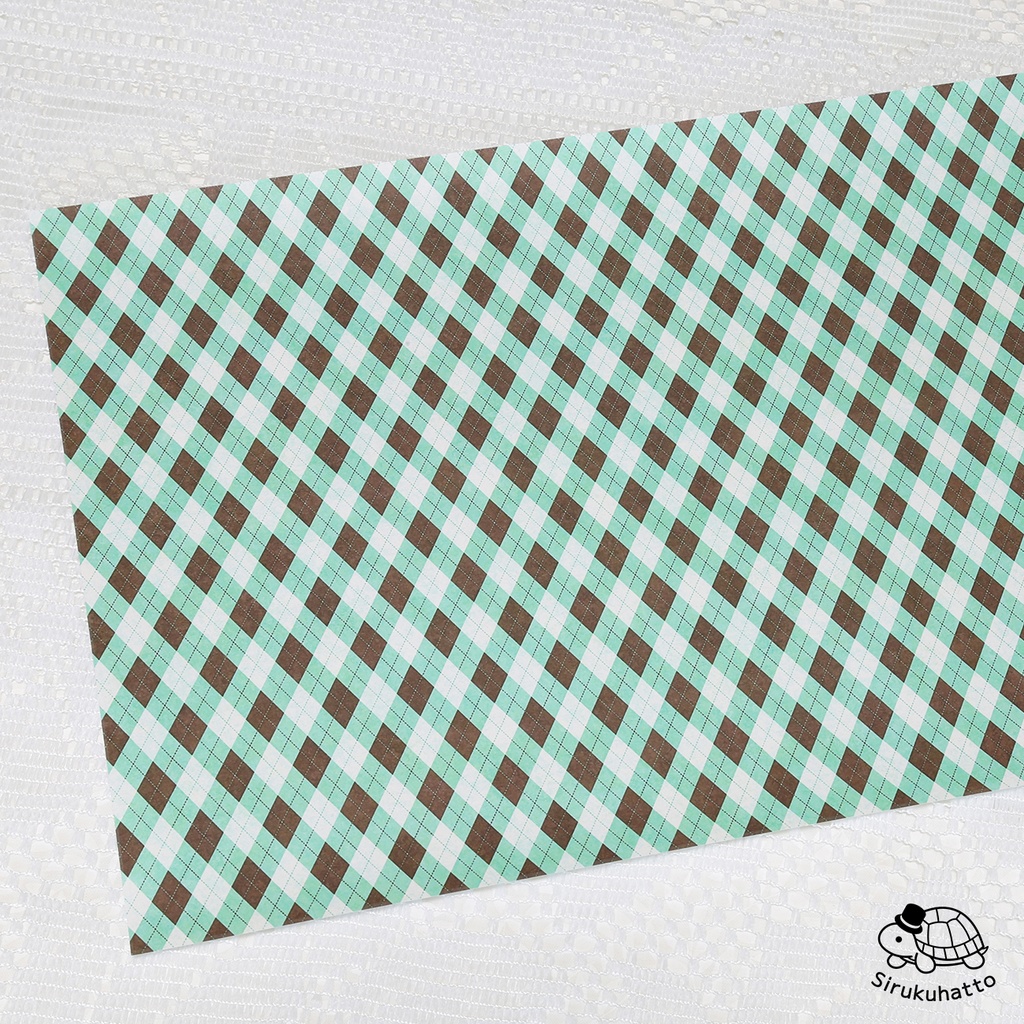 ミントチョコレートカラーのデザインペーパー｜アーガイルチェック柄