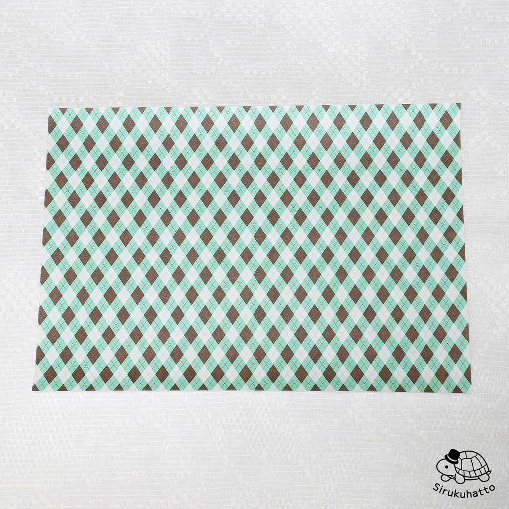 ミントチョコレートカラーのデザインペーパー|アーガイルチェック柄