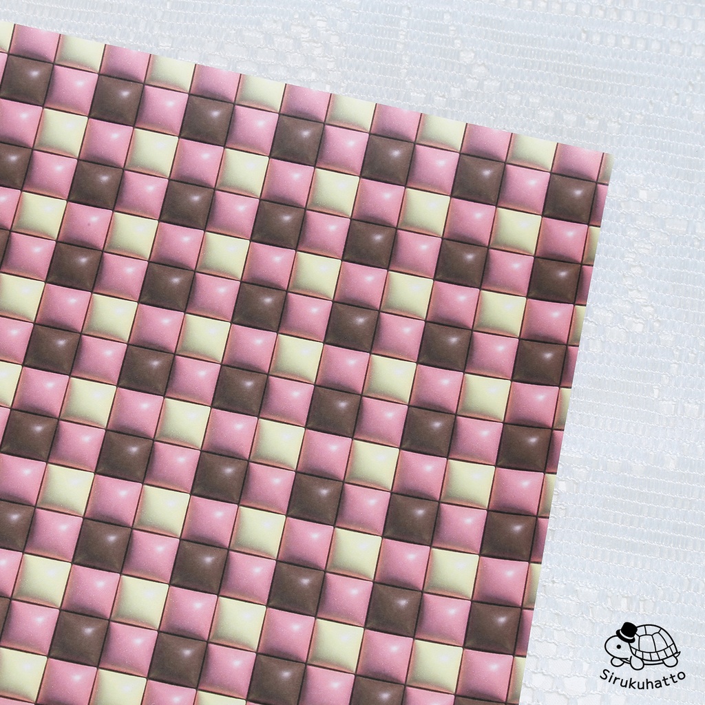 ストロベリーチョコレートカラーのデザインペーパー|タイル柄(スクエア)
