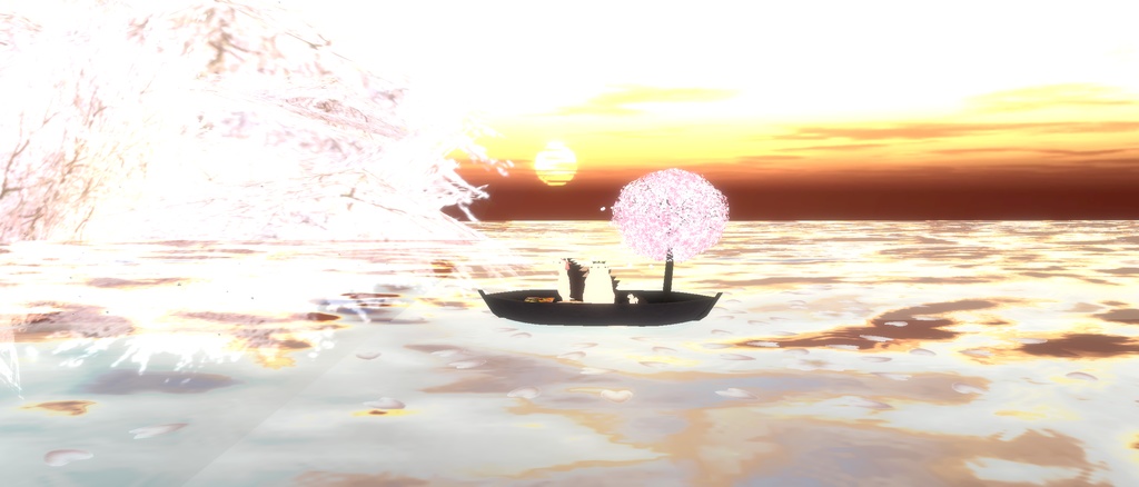 小舟に乗ったお花見はりねずみーず