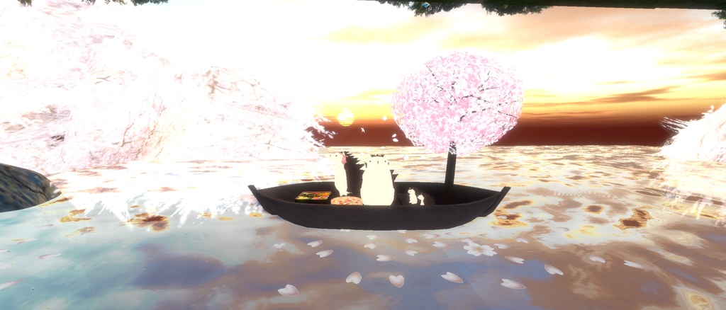小舟に乗ったお花見はりねずみーず