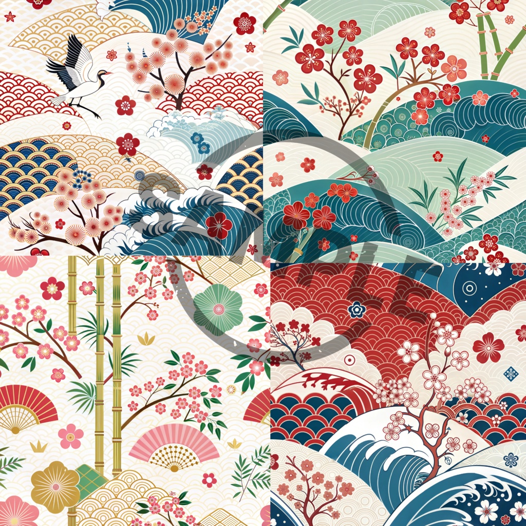 日本の伝統美を彩る 和柄デジタルペーパー~Japanese Traditional Pattern Digital Paper Pack - 10 Patterns~