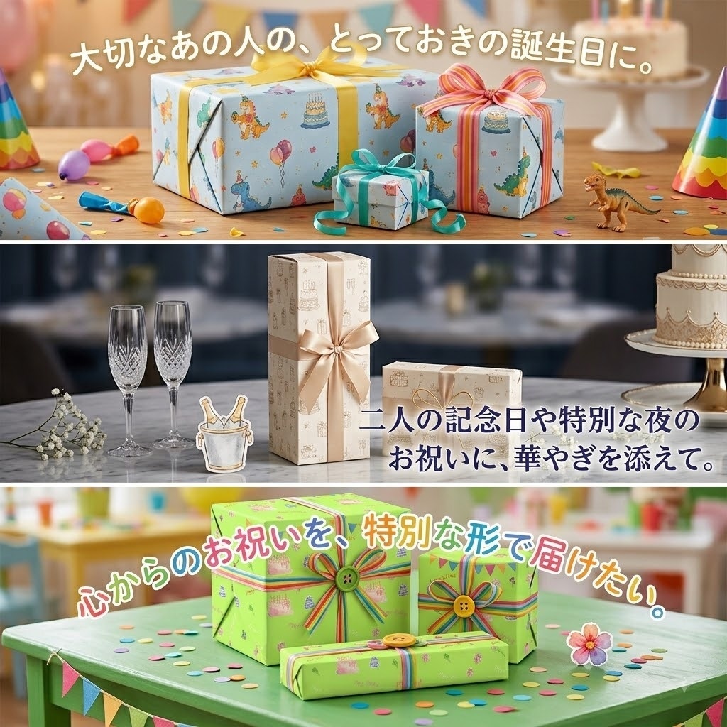 誕生日・お祝いのラッピング・ハンドメイド商品のパッケージに!デジタルペーパー10枚セット