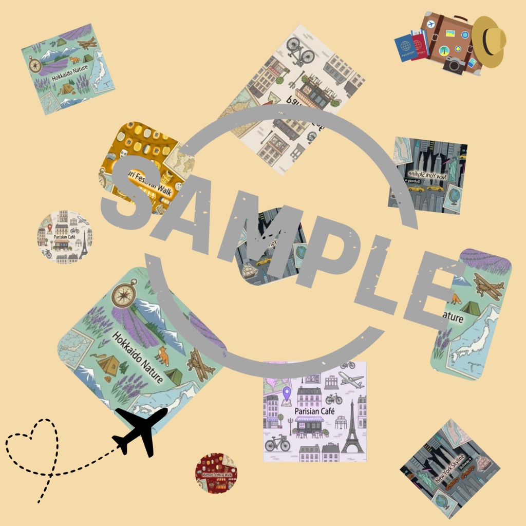 【8枚セット】ヴィンテージトラベル | 手帳コラージュ・ラッピング用 Vintage Travel Digital Paper Pack - Set of 8 Printable Sheets