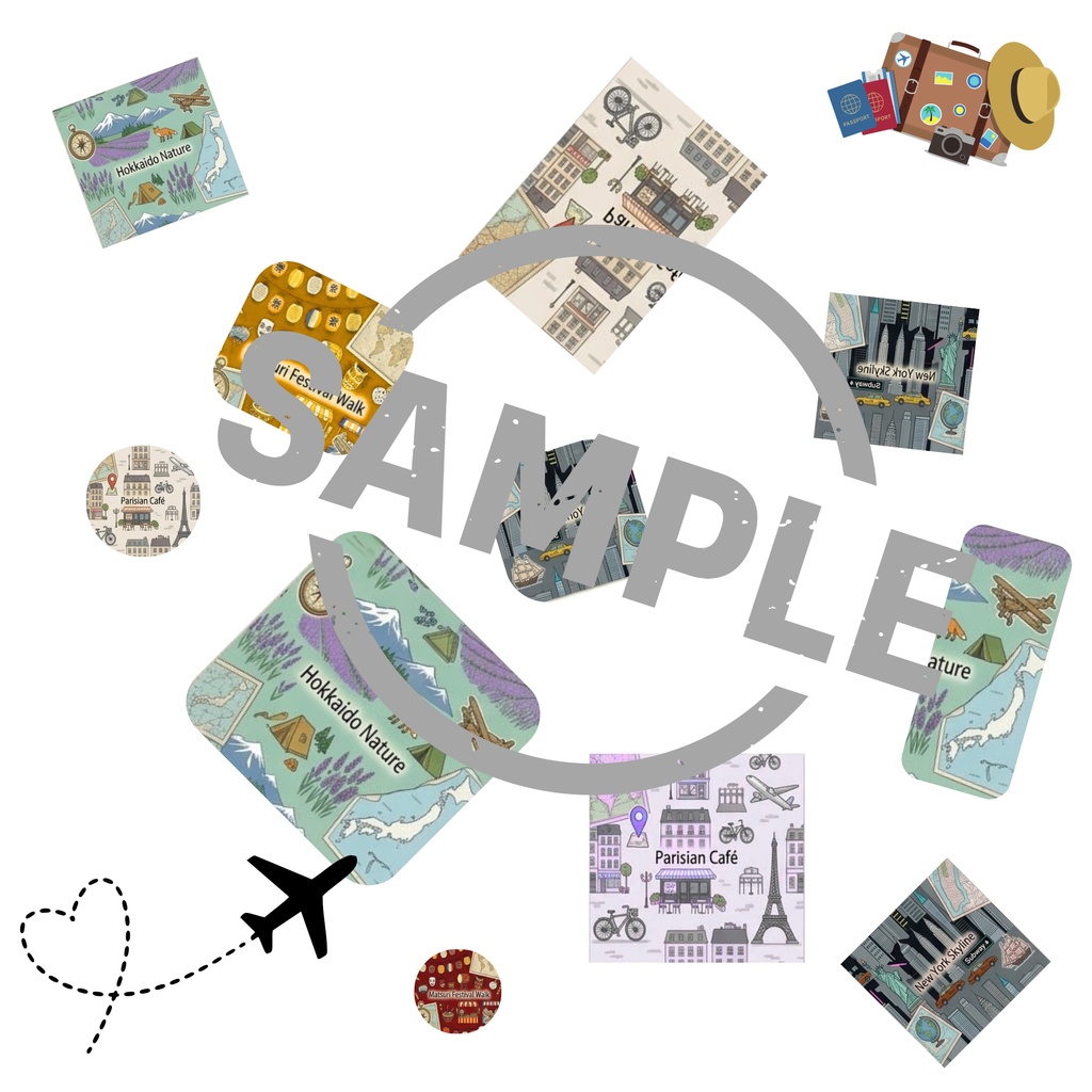 【8枚セット】ヴィンテージトラベル | 手帳コラージュ・ラッピング用 Vintage Travel Digital Paper Pack - Set of 8 Printable Sheets