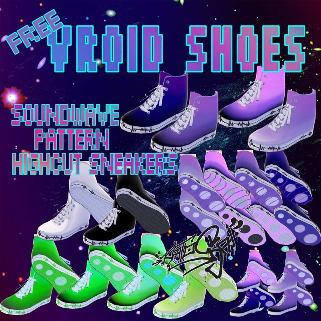 Free VRoid Soundwave Highcut Shoes