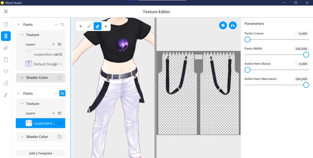 Free VRoid Fashion-Suspenders for Pants