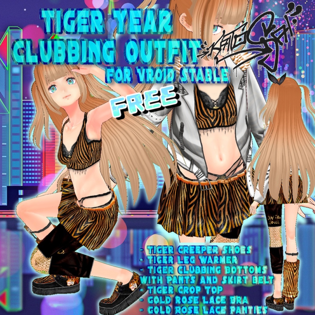 Tiger Year Clubbing Outfit + Underwear Set for VRoid [Free]