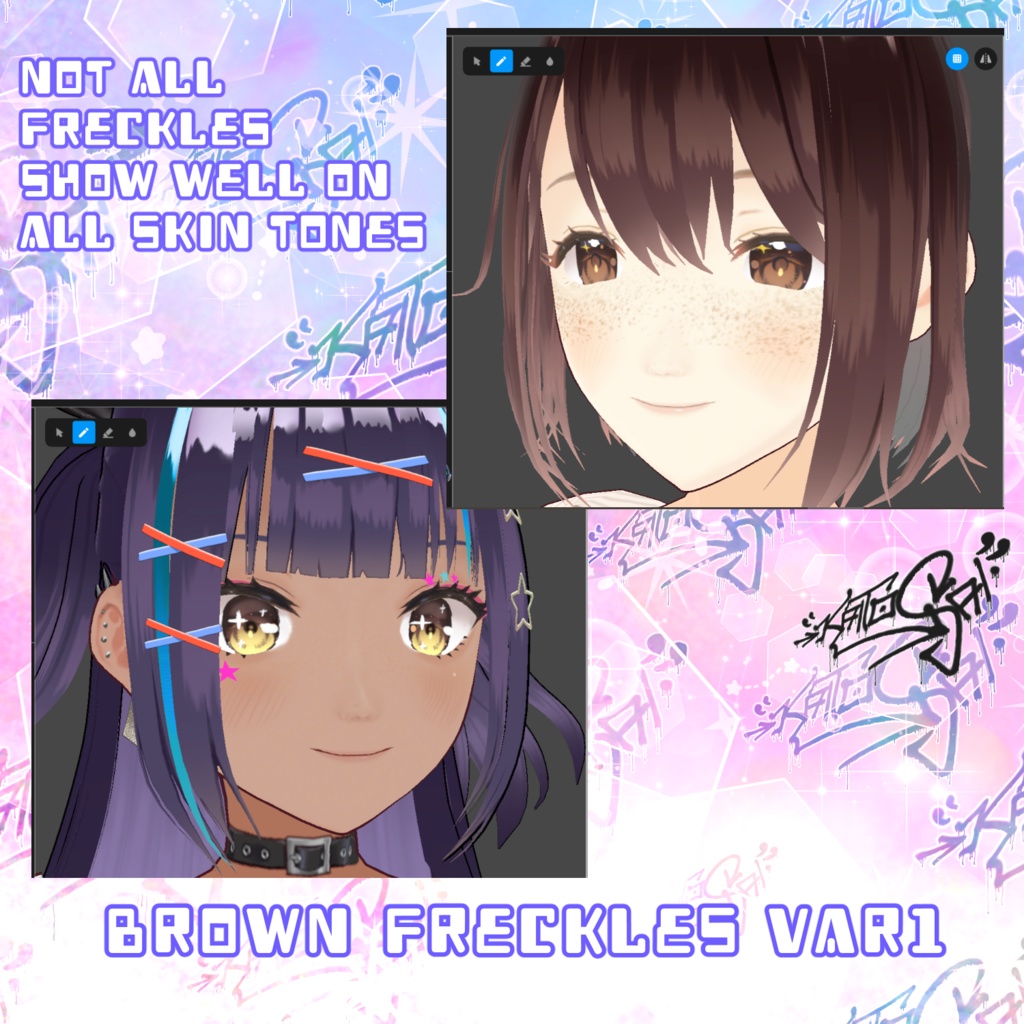 FREE Freckles for VRoid (with Emission Maps) ✧ VRoid 用の無料そばかす (発光マップ付き)