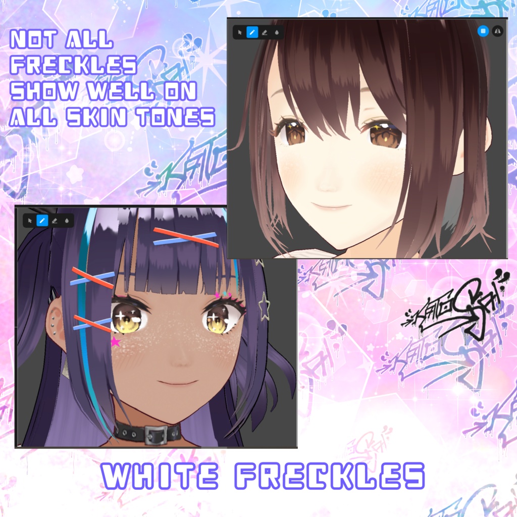 FREE Freckles for VRoid (with Emission Maps) ✧ VRoid 用の無料そばかす (発光マップ付き)
