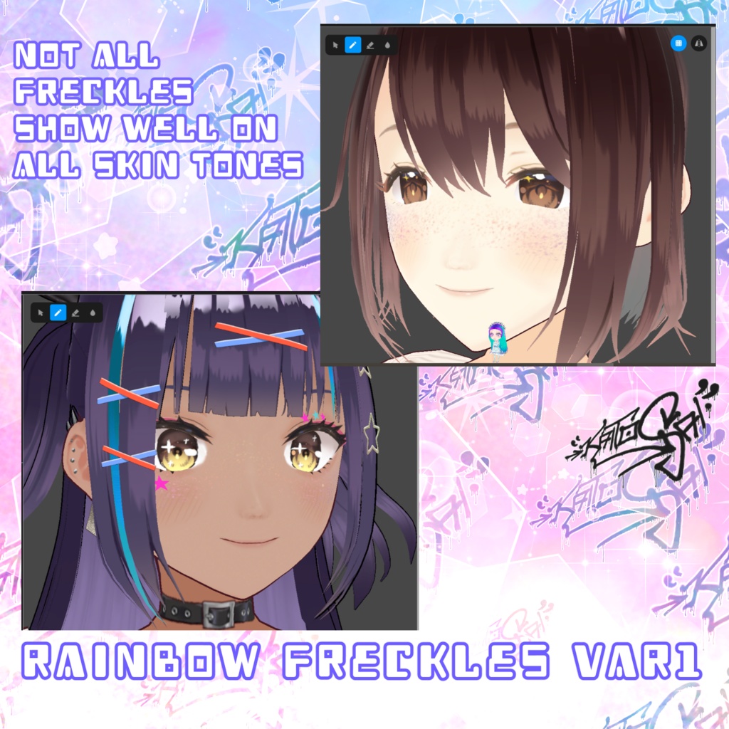 FREE Freckles for VRoid (with Emission Maps) ✧ VRoid 用の無料そばかす (発光マップ付き)