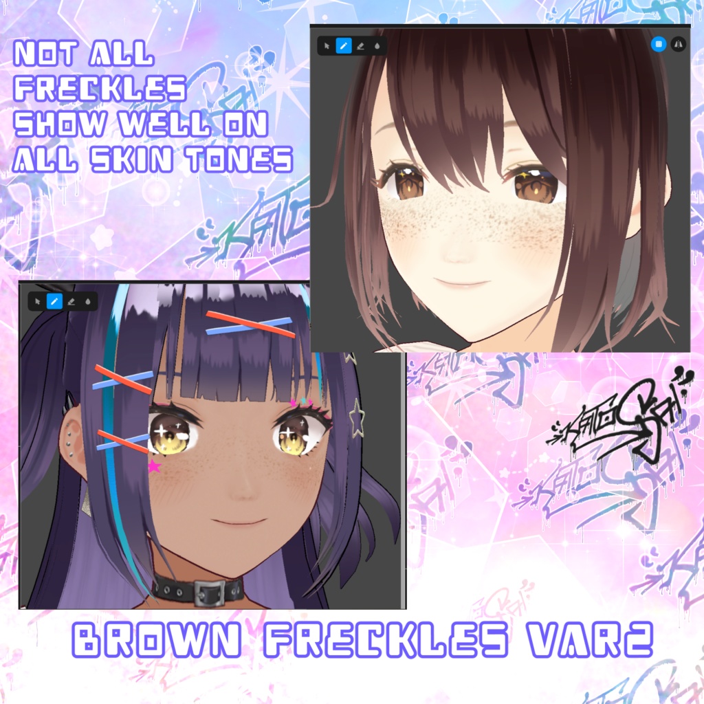 FREE Freckles for VRoid (with Emission Maps) ✧ VRoid 用の無料そばかす (発光マップ付き)