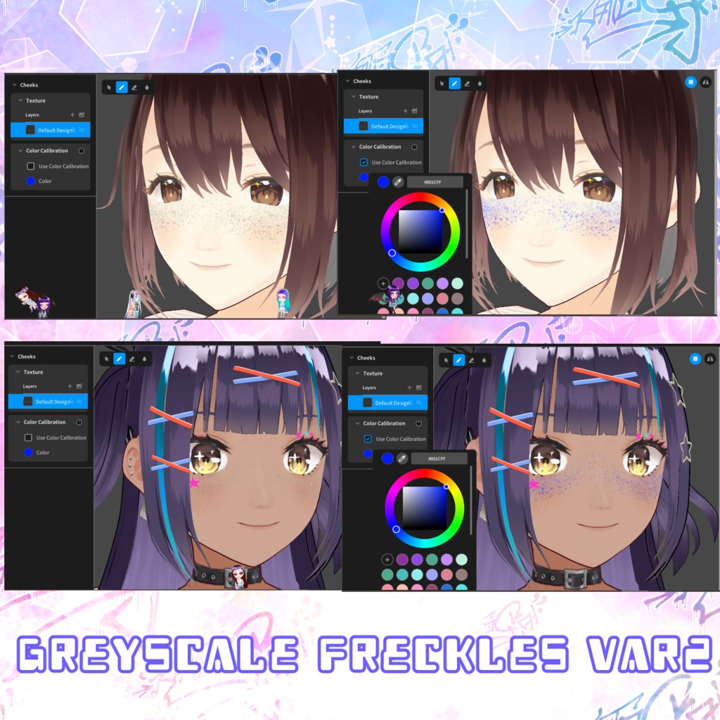 FREE Freckles for VRoid (with Emission Maps) ✧ VRoid 用の無料そばかす (発光マップ付き)