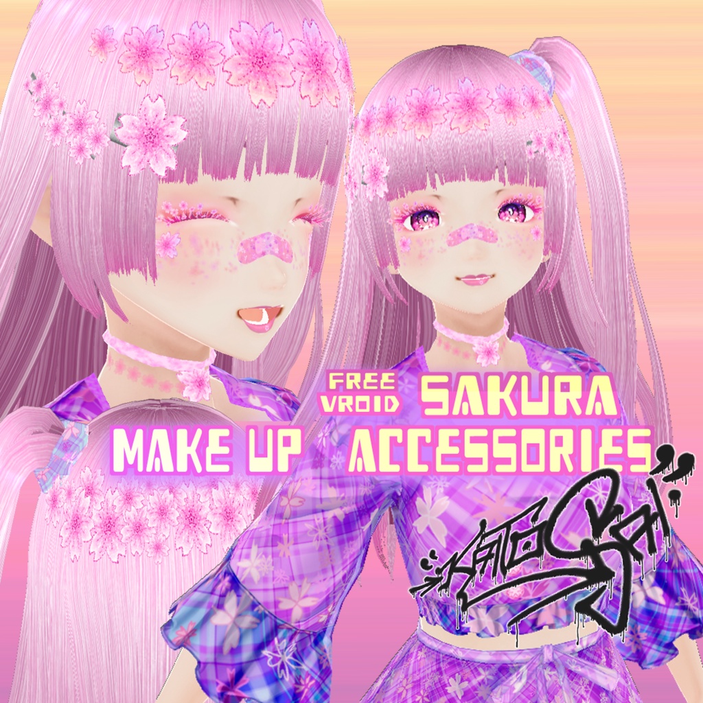 FREE Sakura Spring Makeup + Choker + Hairpin + Face Stamps for VRoid *fixed*