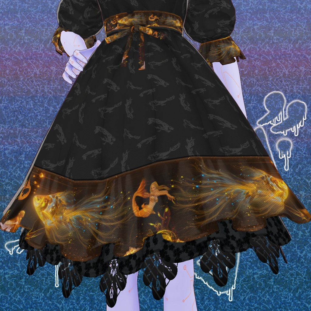 Free Anthracite Grey Fishie Dress for VRoid 🐠