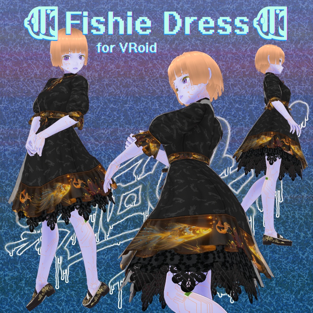Free Anthracite Grey Fishie Dress for VRoid 🐠