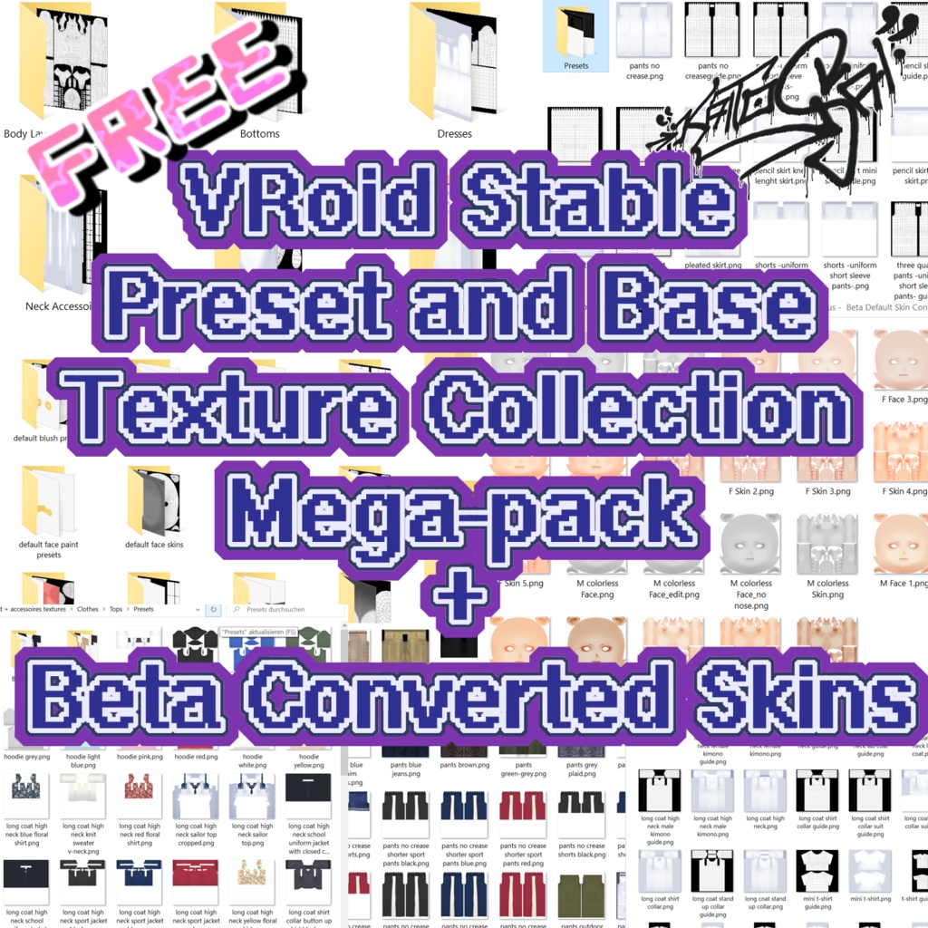 VRoid Stable Preset and Base Texture Collection Mega-pack + Beta Converted Skins