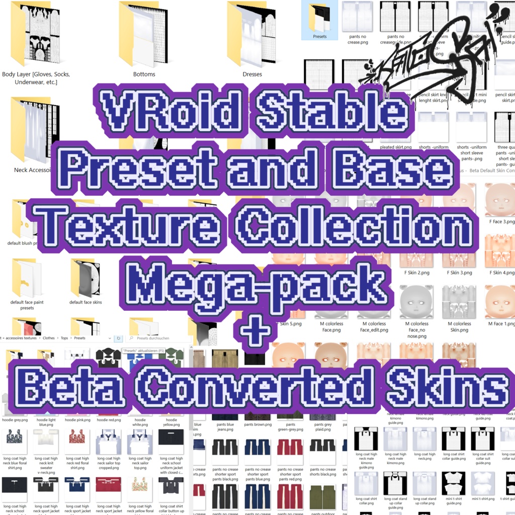 VRoid Stable Preset and Base Texture Collection Mega-pack + Beta Converted Skins