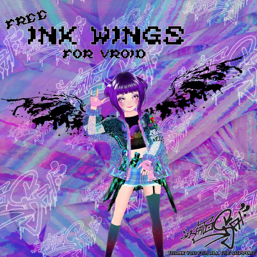 Free Ink Splatter Wings for VRoid