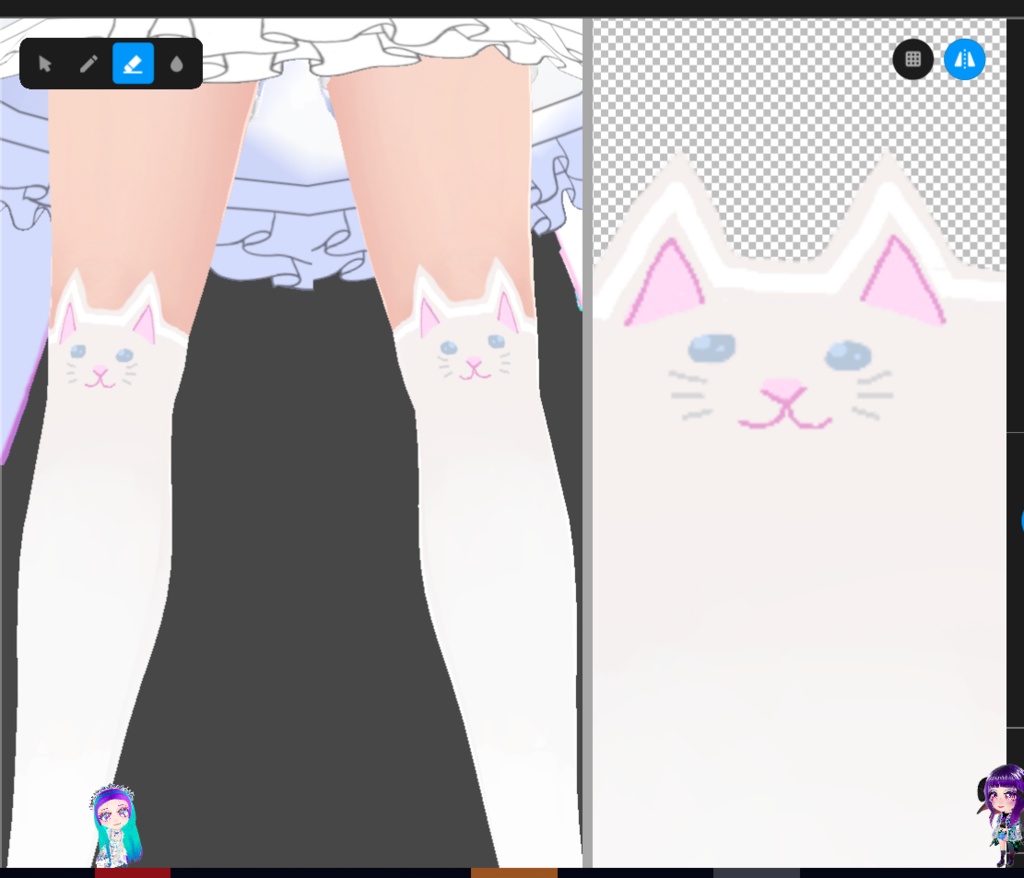 Scribble Kitty Socks for VRoid (free) / 猫顔の靴下
