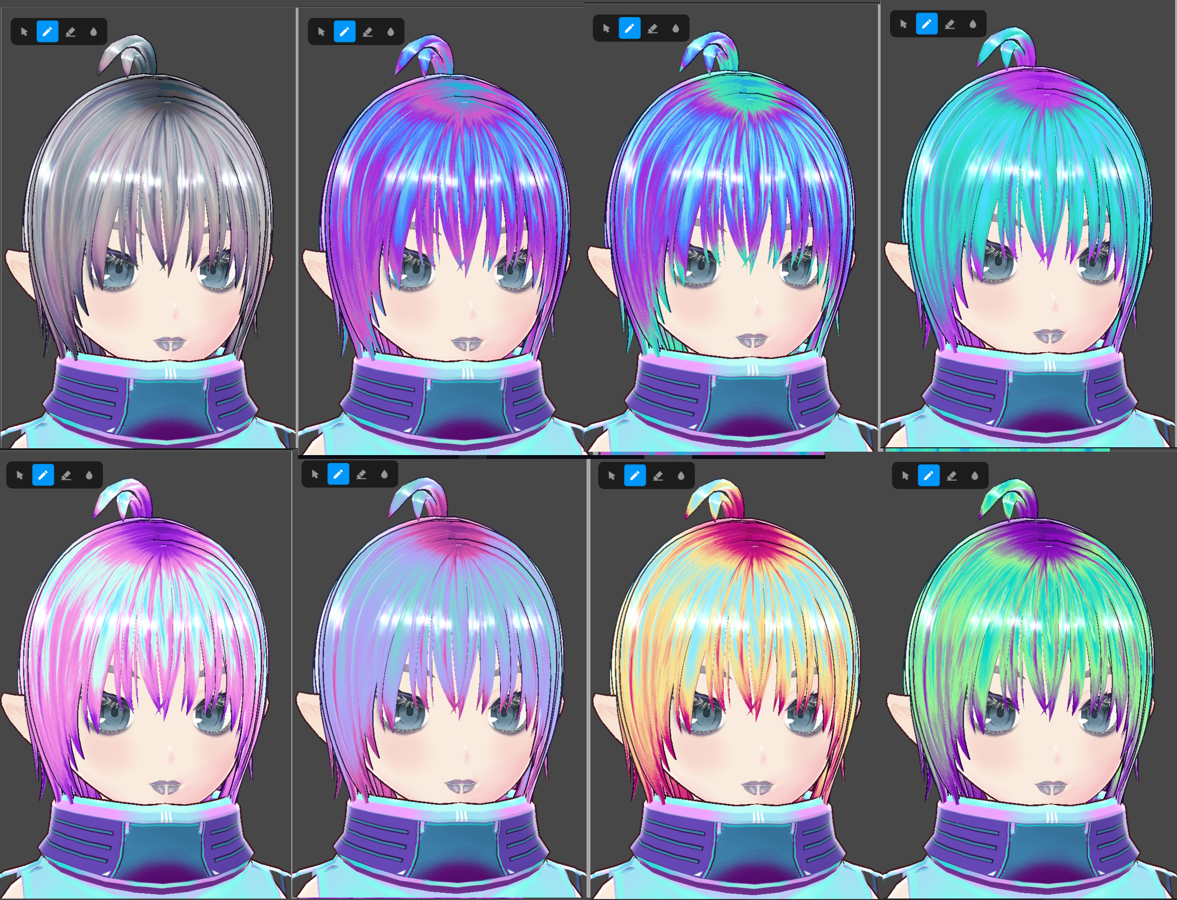 Model R41N for VTuber / VRChat (VRM + .VROID) + Hair Texture Pack ...