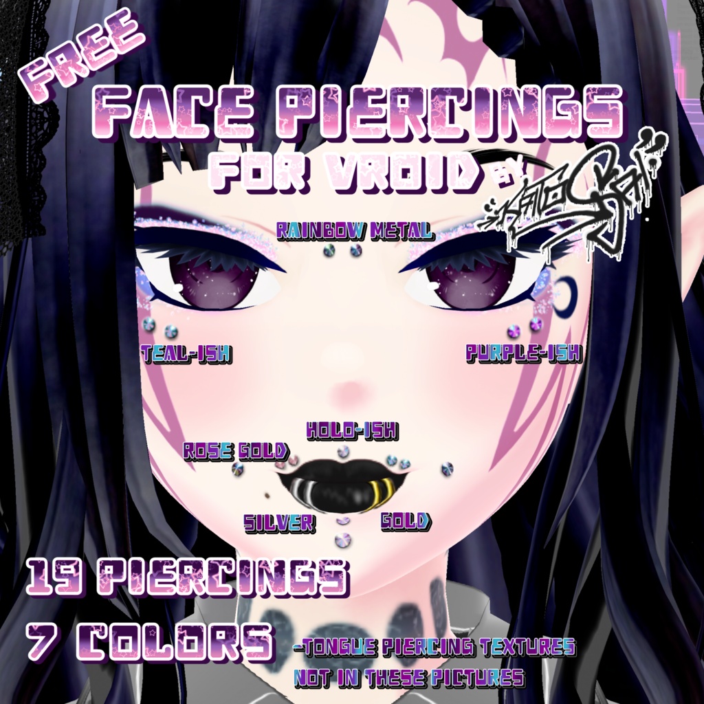 Free VRoid Face Piercings ✧ 無料のVRoidフェイスピアス