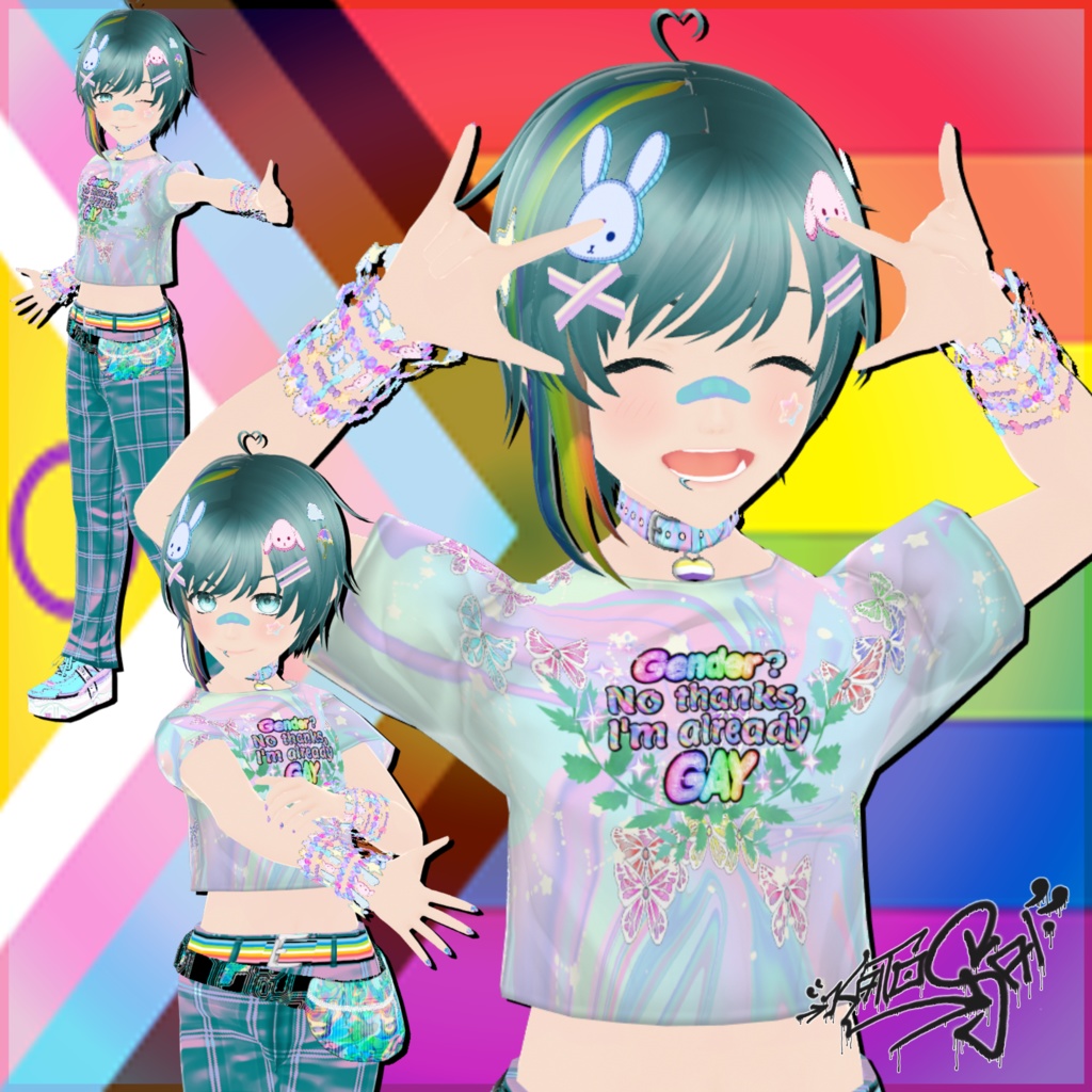 🌈🏳️🌈 Free VRoid Model Base Enbean || 🌈🏳️🌈 無料の VRoid モデルベース "Enbean"