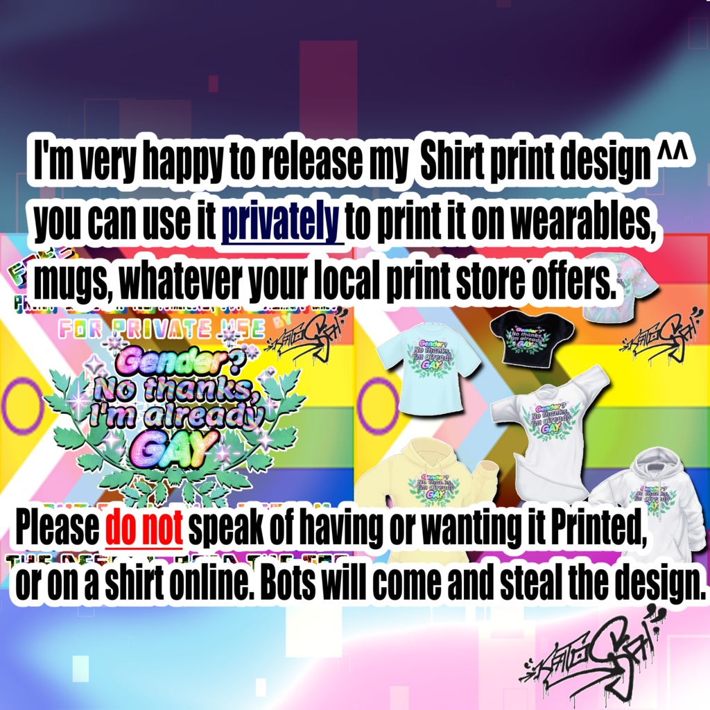 🌈 PRIDE Shirt Print 🏳️🌈 (FREE) "Gender? No thanks, I'm already Gay"