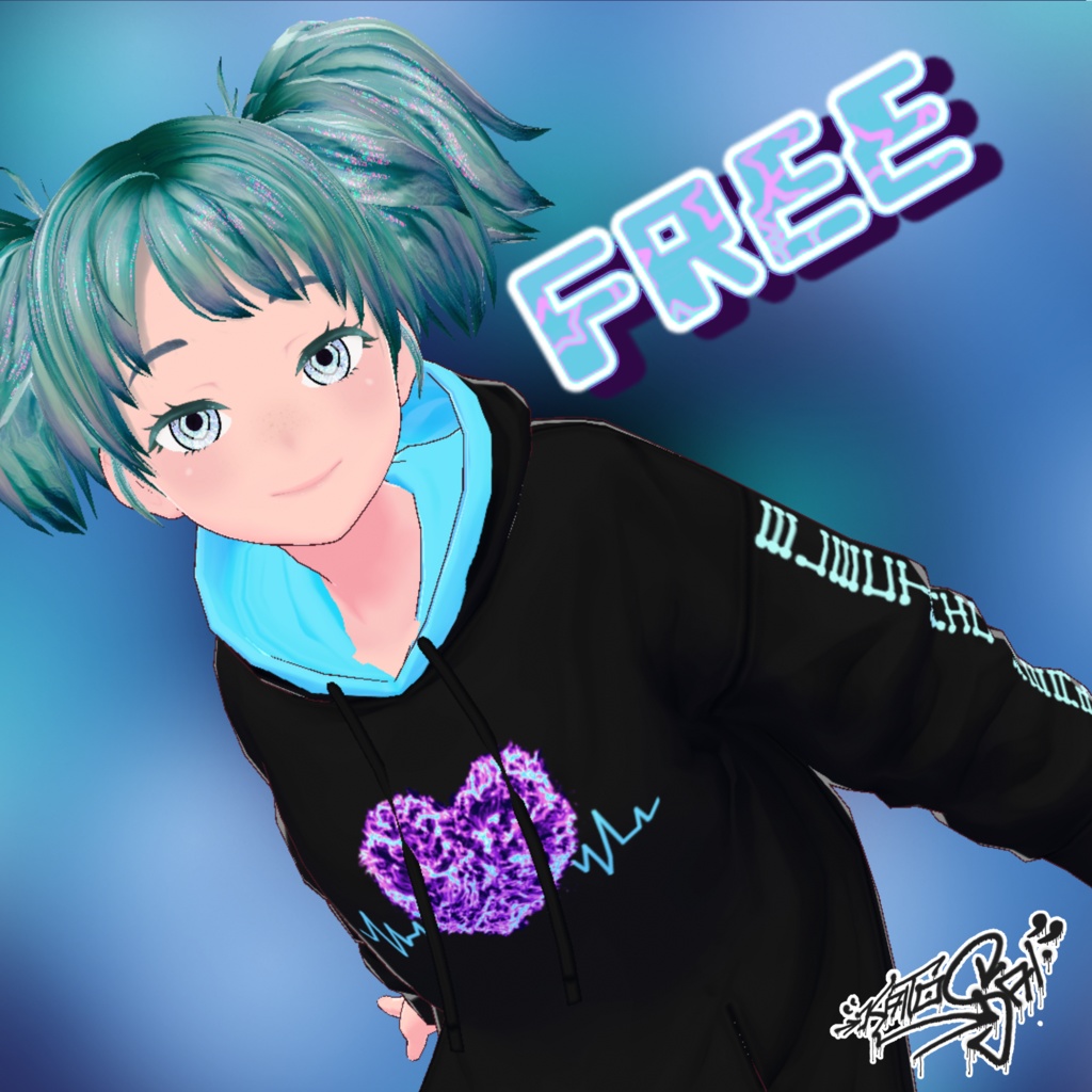 Hoodie & Shirts set "electric heart" Free for VRoid