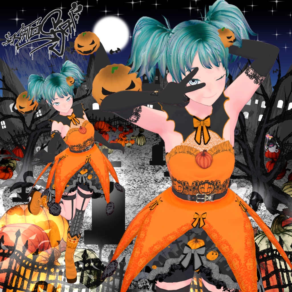 VRoid Pumpkin Witch Halloween Costume (FREE)
