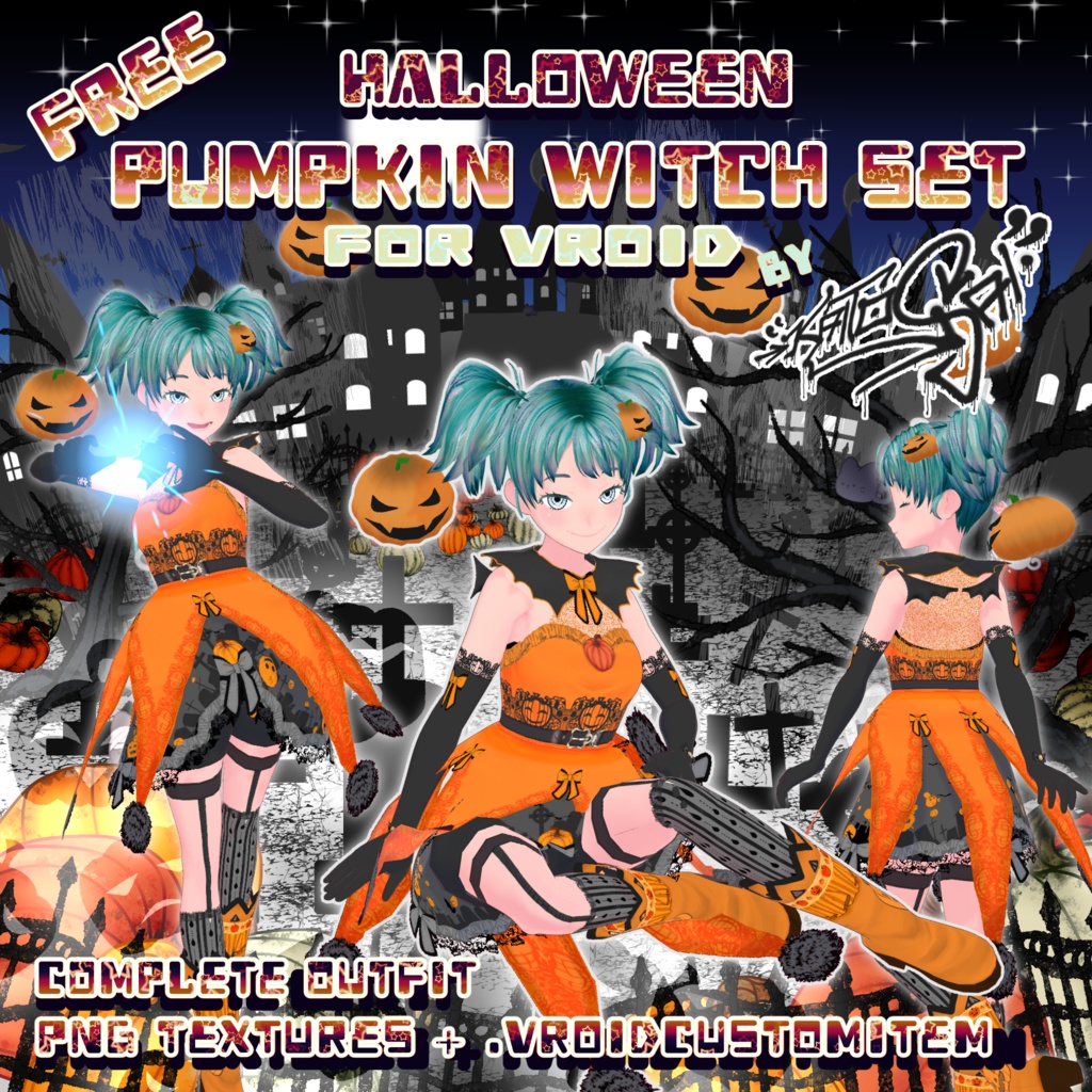 VRoid Pumpkin Witch Halloween Costume (FREE)