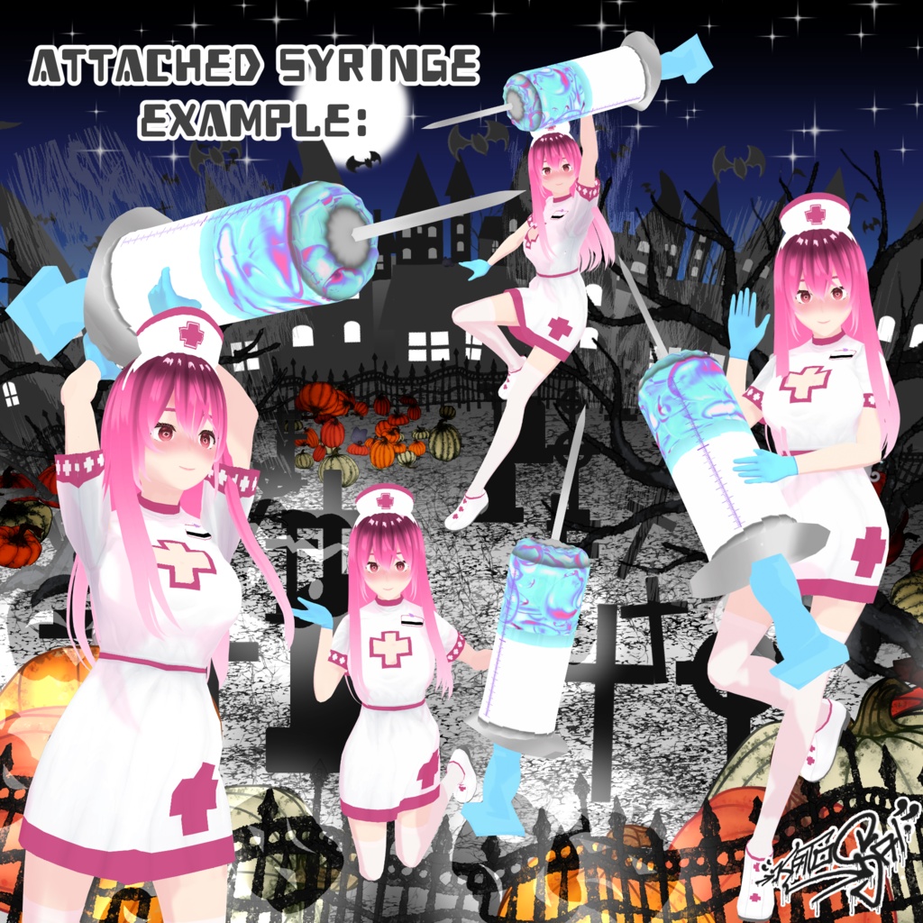 P2U+F2U Lovesick Nurse Halloween Costume 💉 Model 'Sayuri' included 💉 with FREE Version for VRoid
