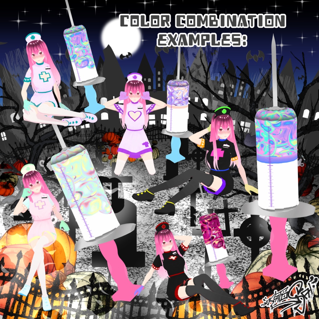 P2U+F2U Lovesick Nurse Halloween Costume 💉 Model 'Sayuri' included 💉 with FREE Version for VRoid