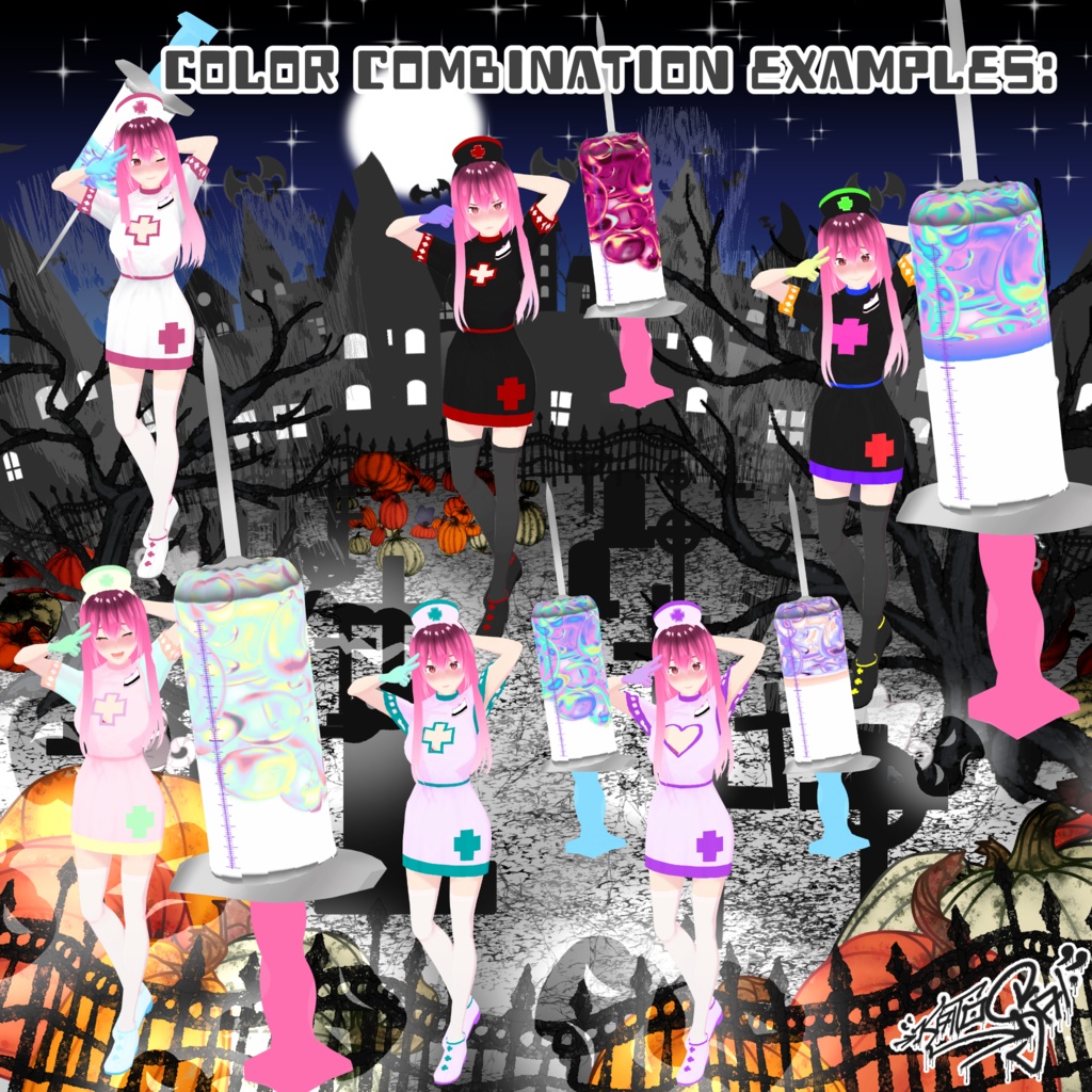 P2U+F2U Lovesick Nurse Halloween Costume 💉 Model 'Sayuri' included 💉 with FREE Version for VRoid