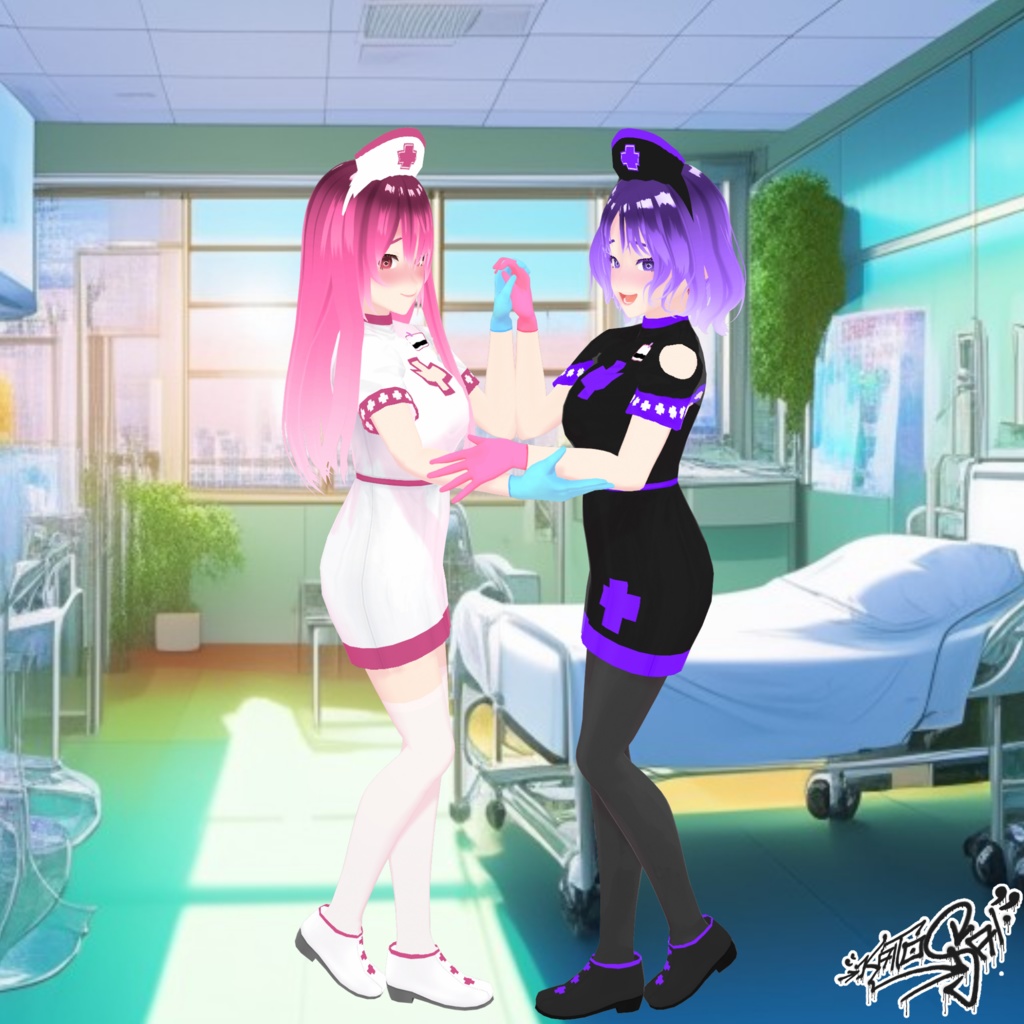 P2U+F2U Lovesick Nurse Halloween Costume 💉 Model 'Sayuri' included 💉 with FREE Version for VRoid