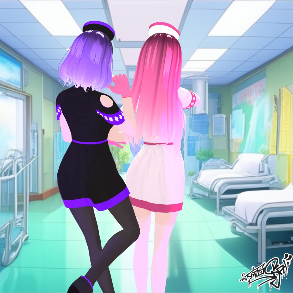 P2U+F2U Lovesick Nurse Halloween Costume 💉 Model 'Sayuri' included 💉 with FREE Version for VRoid