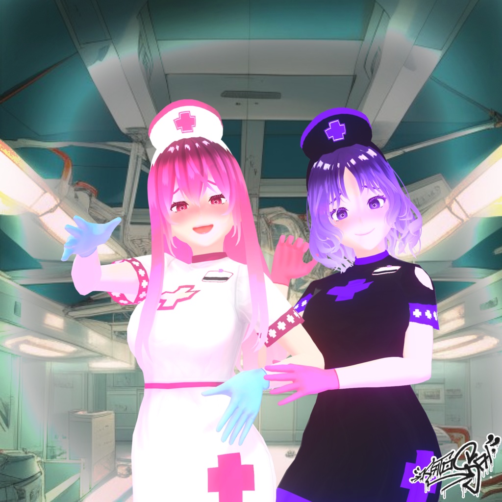 P2U+F2U Lovesick Nurse Halloween Costume 💉 Model 'Sayuri' included 💉 with FREE Version for VRoid