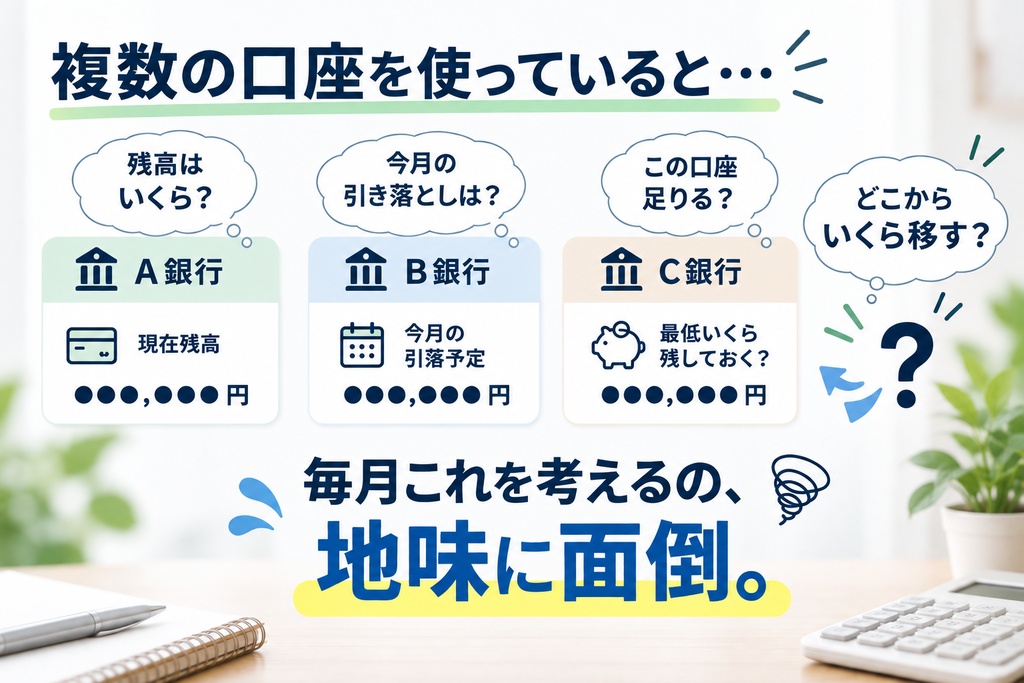 複数口座の資金移動計算ツール|「どこから・どこへ・いくら?」を自動計算【Excel】