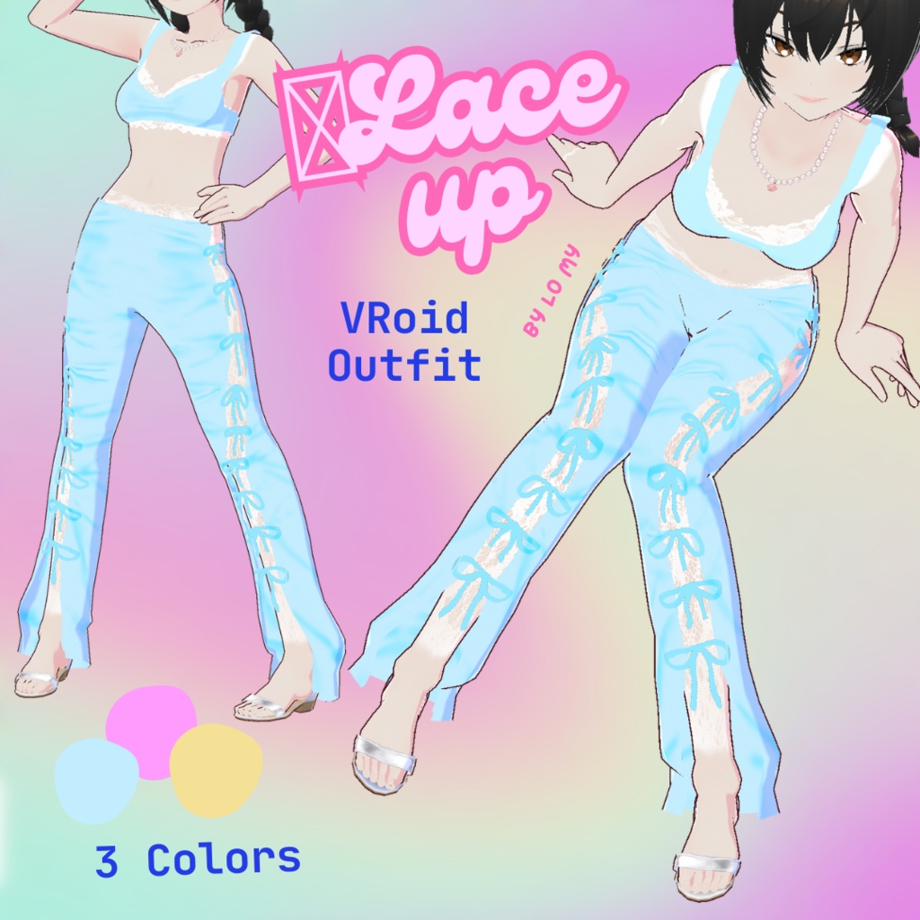 【VRoid】 Lace Up Crop Top & Pants