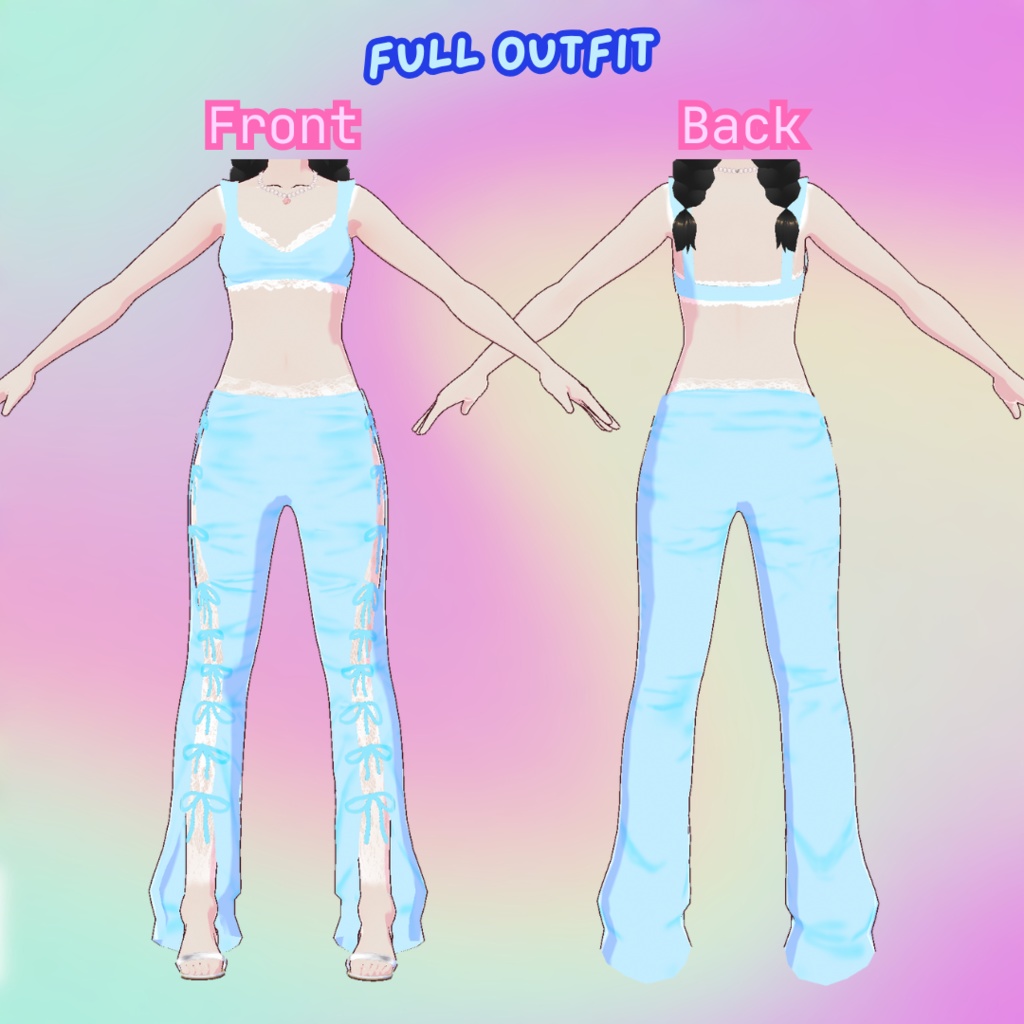 【VRoid】 Lace Up Crop Top & Pants