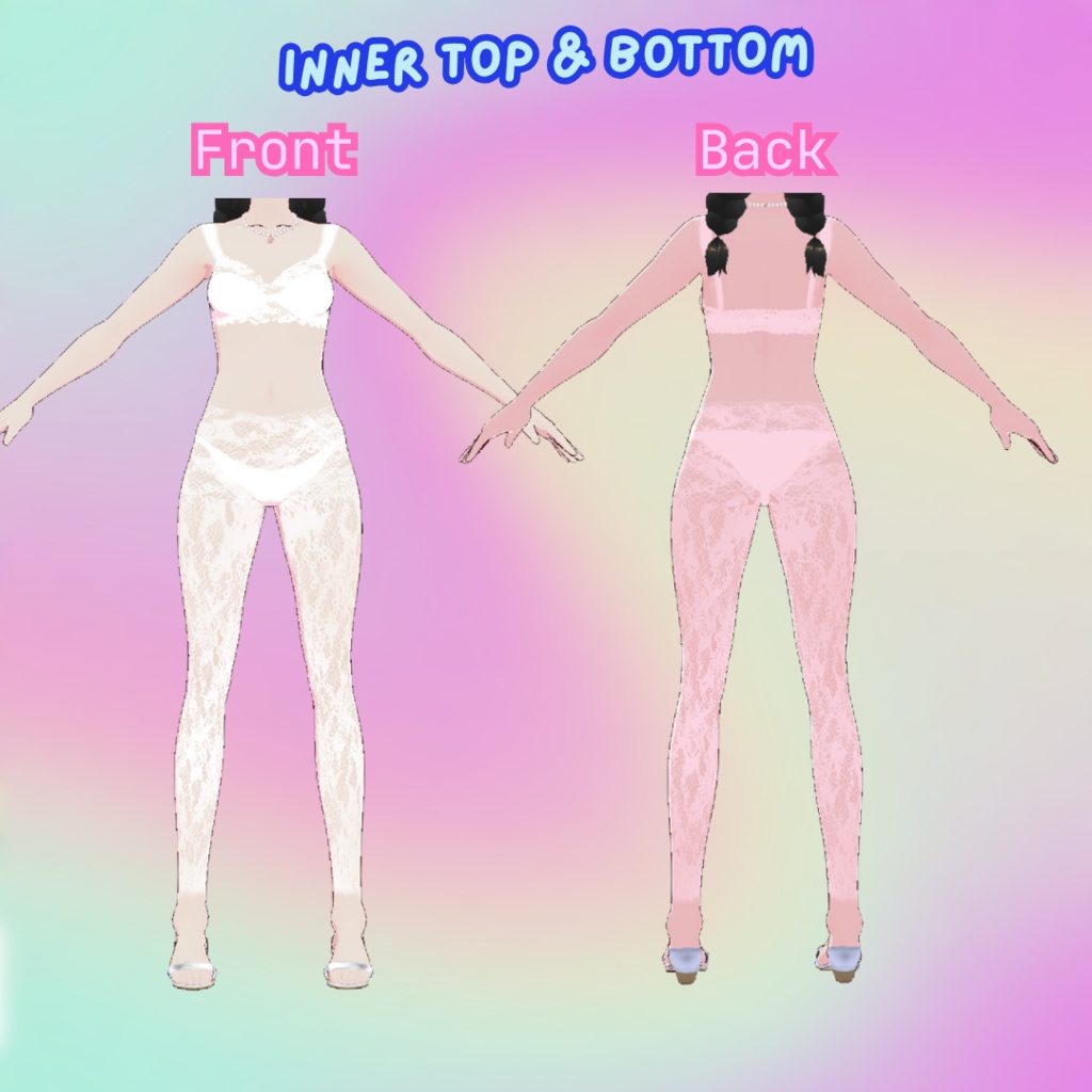 【VRoid】 Lace Up Crop Top & Pants