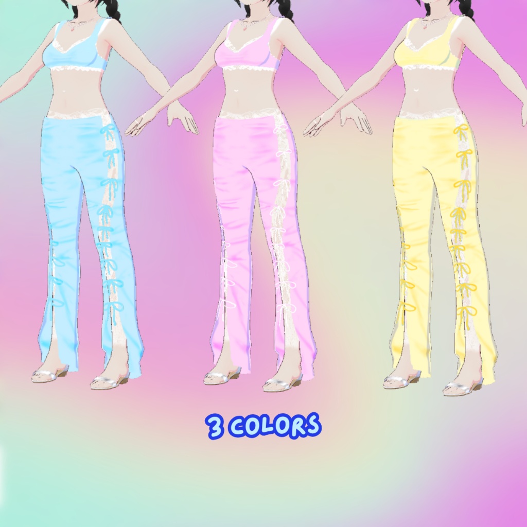 【VRoid】 Lace Up Crop Top & Pants